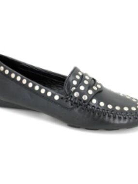 Robert Zur Black Studded Loafer Flats